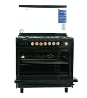 فرن غاز رسلان 5 عيون 60×90 سطح استيل جوانب اسود +...