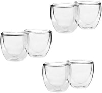 طقم 6 أكواب زجاجية مزدوجة الجدار – سعة 80 مل للقهو...