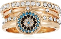 خاتم للنساء من الدو، لون ذهبي/ شفاف متعدد، غير مخص...