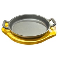 صينية خبز حديدية مع قاعدة خشبية من WDAمقاس 26 سم X...