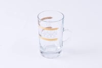Glass Tea Tumbler W/Handle Set Alcazar Gold White/...