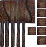 طقم مفارش مائدة الطعام 6 قطع، مصنوع من بلاستيك بي...