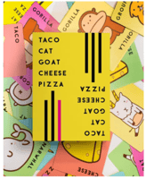 لعبة أوراق تحمل صور شطيرة تاكو وقطة وماعز وجبن وبي...