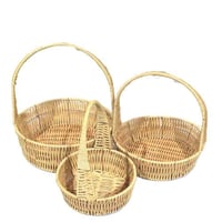 سلة يد دائرية منسوجة يدوياً مع مقبض ديكور للفواكه...