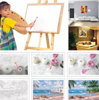 مجموعة لوحات من 6 قطع مرسومة بالزيت على قماش كتاني...