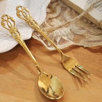 العتيقة الفولاذ المقاوم للصدأ ملعقة قهوة الفاكهة ش...