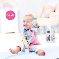 زجاجات ارضاع اطفال من 3 قطع بطبعة ميكي ماوس، زجاجا...