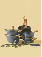 طقم أواني طهي من 15 قطعة - أواني ومقالي من الألومن...