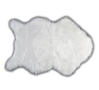 سجادة صغيرة للأريكة من فرو الغنم أبيض
