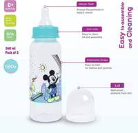 زجاجات ارضاع اطفال من 3 قطع بطبعة ميكي ماوس، زجاجا...