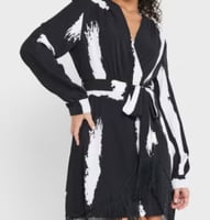 فستان ميني بطبعات وياقة متداخلة للنساء من جينجر si...