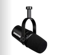 ميكروفون بودكاست MV7+ من شور مع حامل، صوت محسن، لو...