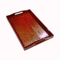 صينية خشبية مستطيلة حمراء من WDA،مقاس الطول 48 سم،...