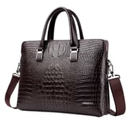حقيبة من الجلد الصناعي بنمط تمساح بني