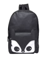 حقيبة ظهر بتصميم ثعلب كرتوني أسود/أبيض