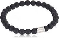 سوار رجالي من الستانلس ستيل مزين بحجر العقيق الاسو...