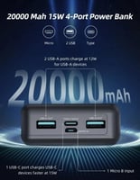 بطارية راف باور 20000 ملي امبير بمنفذ تايب سي ومنف...