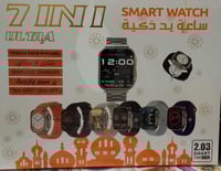 ساعة ذكية 7 في 1/ للرجال والنساء / مع 7 اساور اضاف...