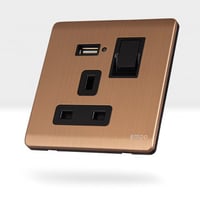 فيش ثلاثي+منفذ USB ذهبي