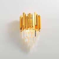 إنارة جدارية كلاسيكية بتصميم فاخر بزجاج ذهبي وشفاف