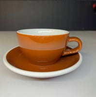 كوب سراميك مع صحن بني 270 مل