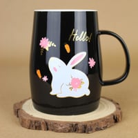 كوب قهوة برسومات ارنب اسود 420 مل
