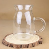 كوب زجاجي بمسكة مع مصاص زجاجي 300 مل