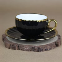 كوب قهوة تركية اسود بأطراف ذهبية 80 مل