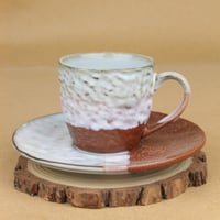 كوب قهوة تركية مع صحن بزخرفة حجرية لون لحمي 100 مل