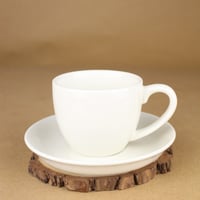 كوب قهوة ابيض مع صحن 150 مل