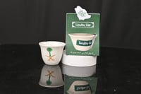 مجموعه(12) كاسات مع طباعه سيفين ونخلة وحامل ورقي