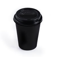 مجموعة (50) كوب ورق اسود مع غطاء أسود - 12 انز