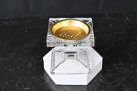 مجموعه(١٢) مبخرة زجاج غطاء ذهبي مع علبة شفاف