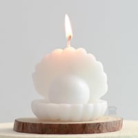 مجموعة (12) شموع بابلز بشكل صدف للتوزيعات لون ابيض