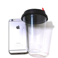 مجموعة (25) كاس بلاستيك شفاف بغطاء اسود وقلب احمر...