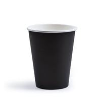 مجموعة (50) كوب ورق اسود مع غطاء أسود - 12 انز