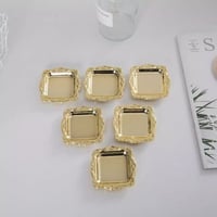 مجموعة (12) صحون كيك توزيعات مربع ذهبي