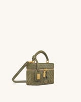 Cleo Woven Texture Box Shape Top Handle Bag - Oliv...