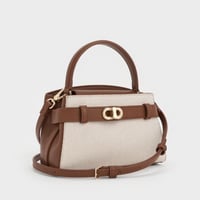 حقيبة أوبرييل قماشية ثنائية اللون بمقبض علوي -