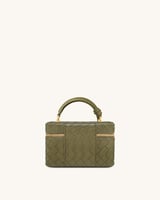 Cleo Woven Texture Box Shape Top Handle Bag - Oliv...