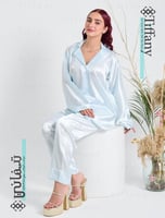 طقم بجاما قطعتين - سماوي