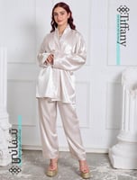 طقم بجاما ٣ قطع - بيج