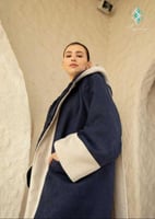 فروه نسائي كحلي مع شال