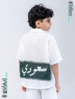 قميص كتان كم قصير