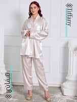 طقم بجاما قطعتين - بيج
