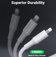 / سلك شاحن يوجرين USB إلى آيفون بطول 2 م - أبيض =...