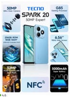TECNO = تكنو spark 20 4G / ٢٥٦ قيقا الرام ١٦ لون أ...