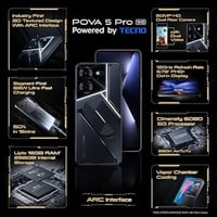 TECNO = تكنو 5G pova 5 pro ٢٥٦ قيقا الرام ١٦ /اسود...