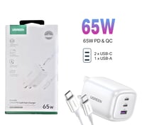 UGREEN شاحن جداري يوجرين نكسود بمنفذين PD وبمنفذ U...