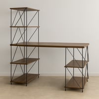 طاولة مكتب مع أرفف جانبية - بني